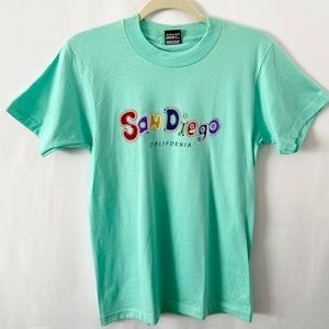 Vintage 80s San Diego single stitch T-shirt turquoise blue